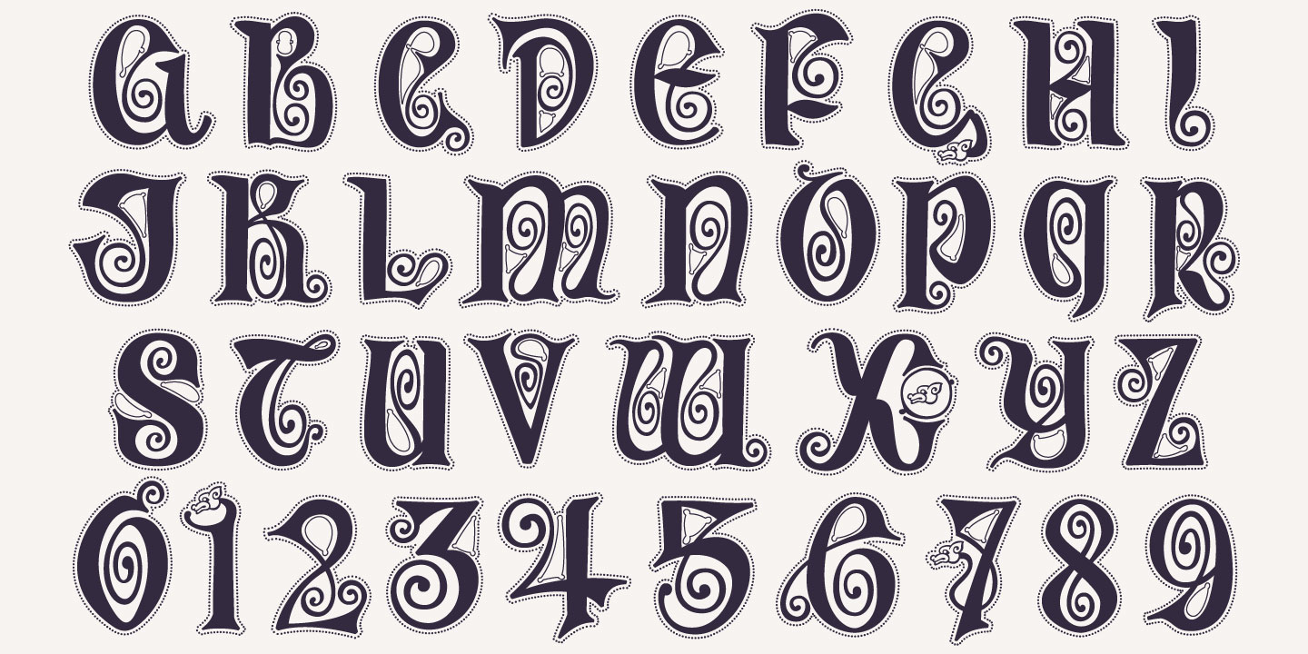 Beispiel einer Celtic Spiral-Schriftart #4